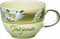 Preview: Jumbotasse mit Schrift (1 Zeile) Dekor Margueritenblume