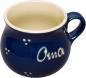 Preview: Mollytasse mit Schrift (1 Zeile) blau 3 Punkt
