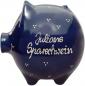 Preview: Sparschwein groß mit Schrift (2 Zeilen) blau 1 Punkt - Kopie
