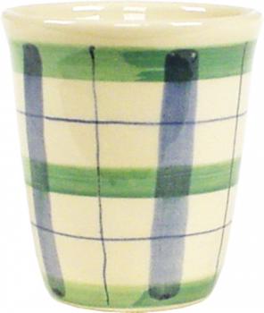 Becher Bacchus mit Schrift (1 Zeile) karo grün-blau