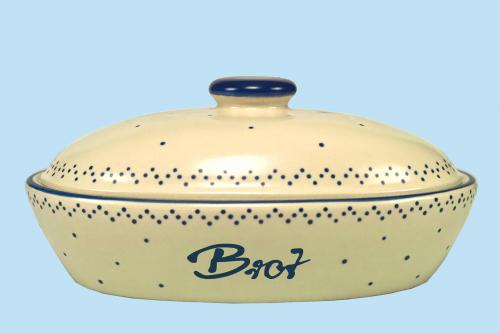 Brottopf groß mit Schrift (1 Zeile) matt hell 1 Punkt