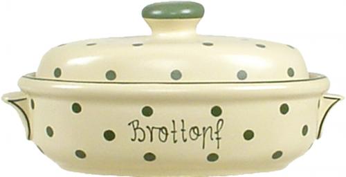 Brottopf klein mit Schrift karo grün-blau
