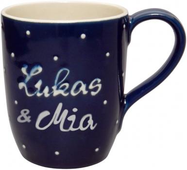 Cappuccino with font (2 Zeilen) Blue 1 point