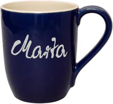 Cappuccino mit Schrift (1 Zeile) glänzend blau