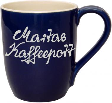 Cappuccino mit Schrift (2 Zeilen) glänzend blau