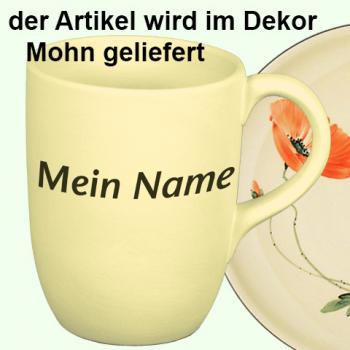 Cappuccino mit Schrift (2 Zeilen) Mohn