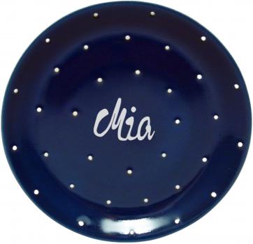 Dessert Plate 19 mit Schrift (1 Zeile) Blue 1 point