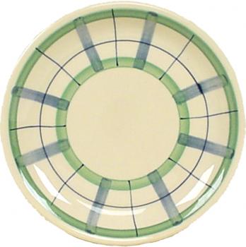 Dessertteller 19 mit Schrift (2 Zeilen) karo grün-blau