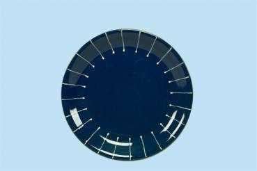 Dessertteller 19 mit Schrift (1 Zeile) Nadelstreifen blau