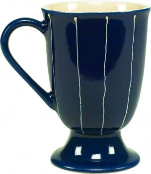 Fußtasse mit Schrift (1 Zeile) Nadelstreifen blau