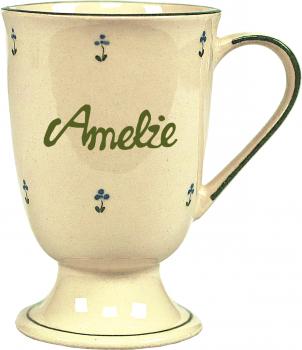 Fußtasse mit Schrift (1 Zeile) Streublume