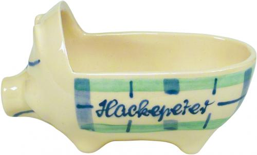 Hackepeterschwein klein mit Schrift karo grün-blau