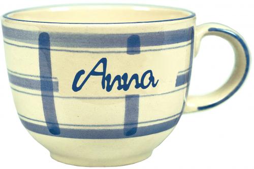 Jumbotasse mit Schrift (1 Zeile) karo