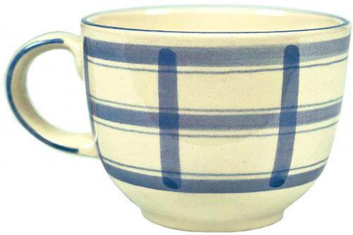 Jumbotasse mit Schrift (2 Zeilen) karo