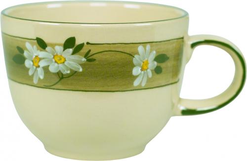 Jumbotasse mit Schrift (2 Zeilen) Dekor Margueritenblume
