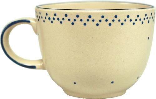 Jumbotasse mit Schrift (1 Zeile) matt hell 1 Punkt