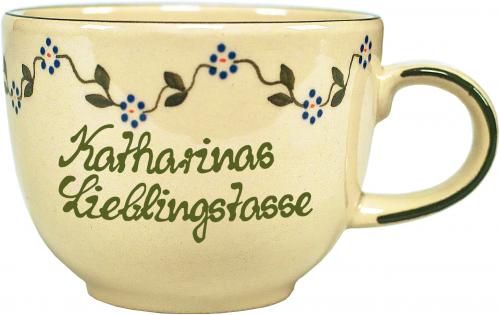 Jumbotasse mit Schrift (2 Zeilen)