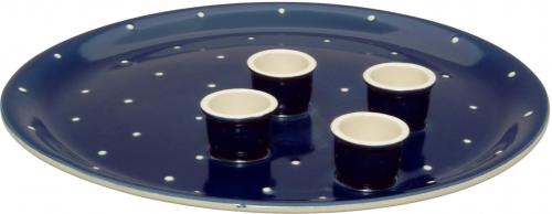 Kerzenteller blau 3 Punkt