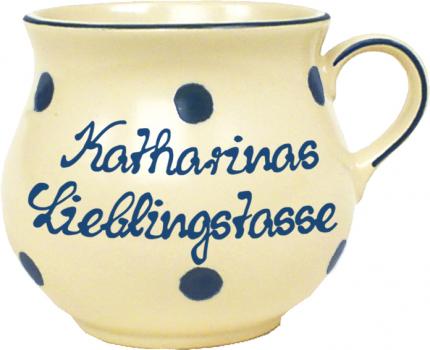 Mollytasse mit Schrift (2 Zeilen) Elli blau