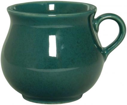 Mollytasse mit Sieb und Deckel grün Sprenkel