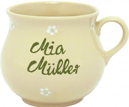 Molly Cup mit Schrift (2 Zeilen) Gänseblümchen