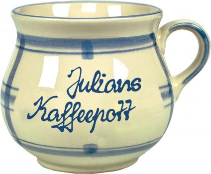 Mollytasse mit Schrift (2 Zeilen) karo