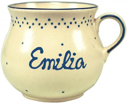 Mollytasse mit Schrift (1 Zeile) matt hell