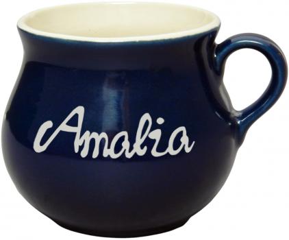 Mollytasse mit Schrift (1 Zeile) glänzend blau
