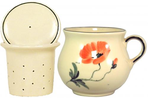 Mollytasse mit Sieb und Deckel Mohn
