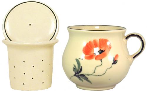 Mollytasse mit Sieb und Deckel Mohn