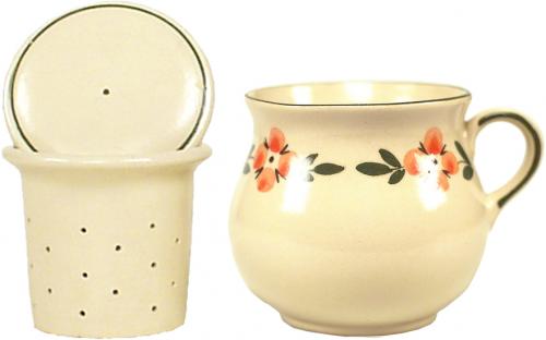 Mollytasse mit Sieb und Deckel Wilde Rose