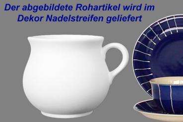 Mollytasse mit Schrift (2 Zeilen) blau Nadelstreifen