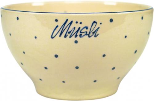 Müslischale 15 mit Schrift (1 Zeile) hell 1 Punkt