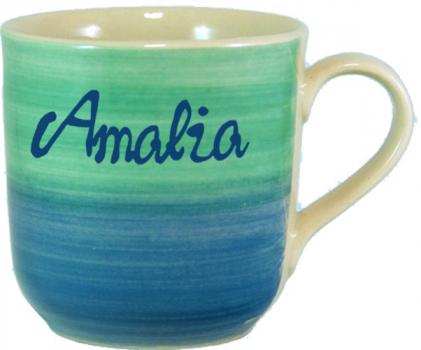 Namensbecher mit Schrift (1 Zeile) Aqua