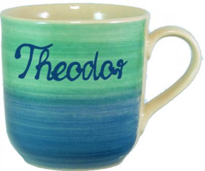 Namensbecher mit Schrift (1 Zeile) Aqua