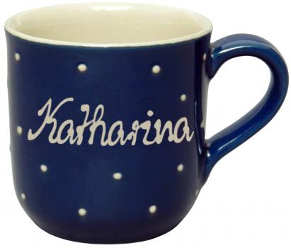 Coffee mug with font (1 line) blue 1 point