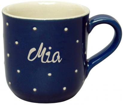 Coffee mug with font (1 line) blue 1 point
