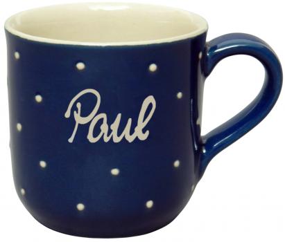 Coffee mug with font (1 line) blue 1 point