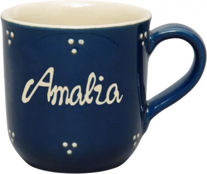 Namensbecher mit Schrift (1 Zeile) blau 3 Punkt