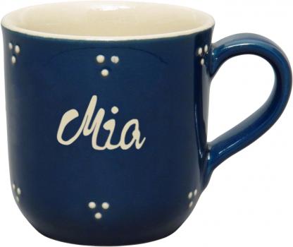 Namensbecher mit Schrift (1 Zeile) blau 3 Punkt