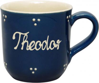 Namensbecher mit Schrift (1 Zeile) blau 3 Punkt