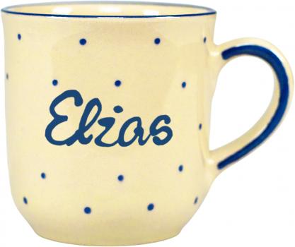 Namensbecher mit Schrift (1 Zeile) hell 1 Punkt