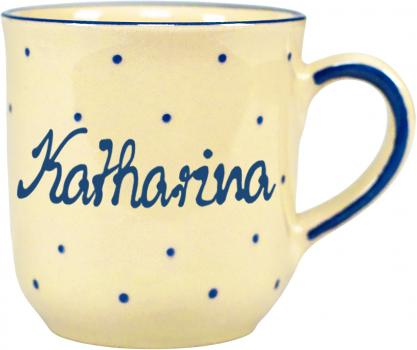 Namensbecher mit Schrift (1 Zeile) hell 1 Punkt