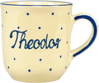 Namensbecher mit Schrift (1 Zeile) hell 1 Punkt