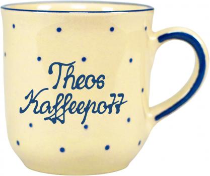 Kaffeebecher mit Schrift (2 Zeilen)