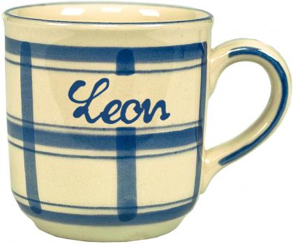 Namensbecher mit Schrift (1 Zeile) karo