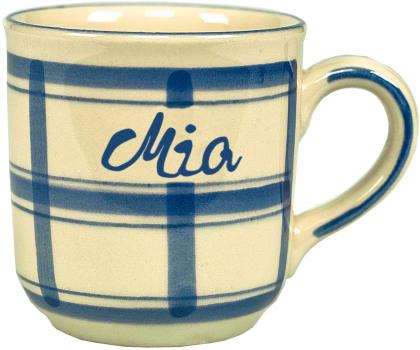 Namensbecher mit Schrift (1 Zeile) karo
