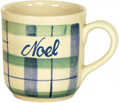 Namensbecher mit Schrift (1 Zeile) karo grün-blau