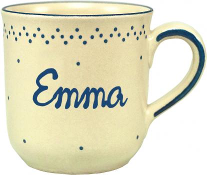 Namensbecher mit Schrift (1 Zeile) matt hell 1 Punkt