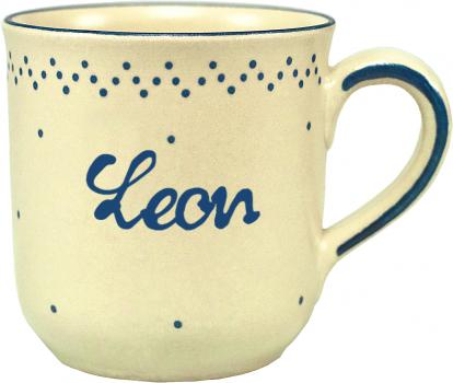 Namensbecher mit Schrift (1 Zeile) matt hell 1 Punkt